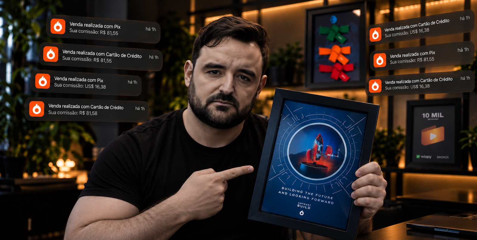 Nexor Black mostrando notificações reais de vendas da operação